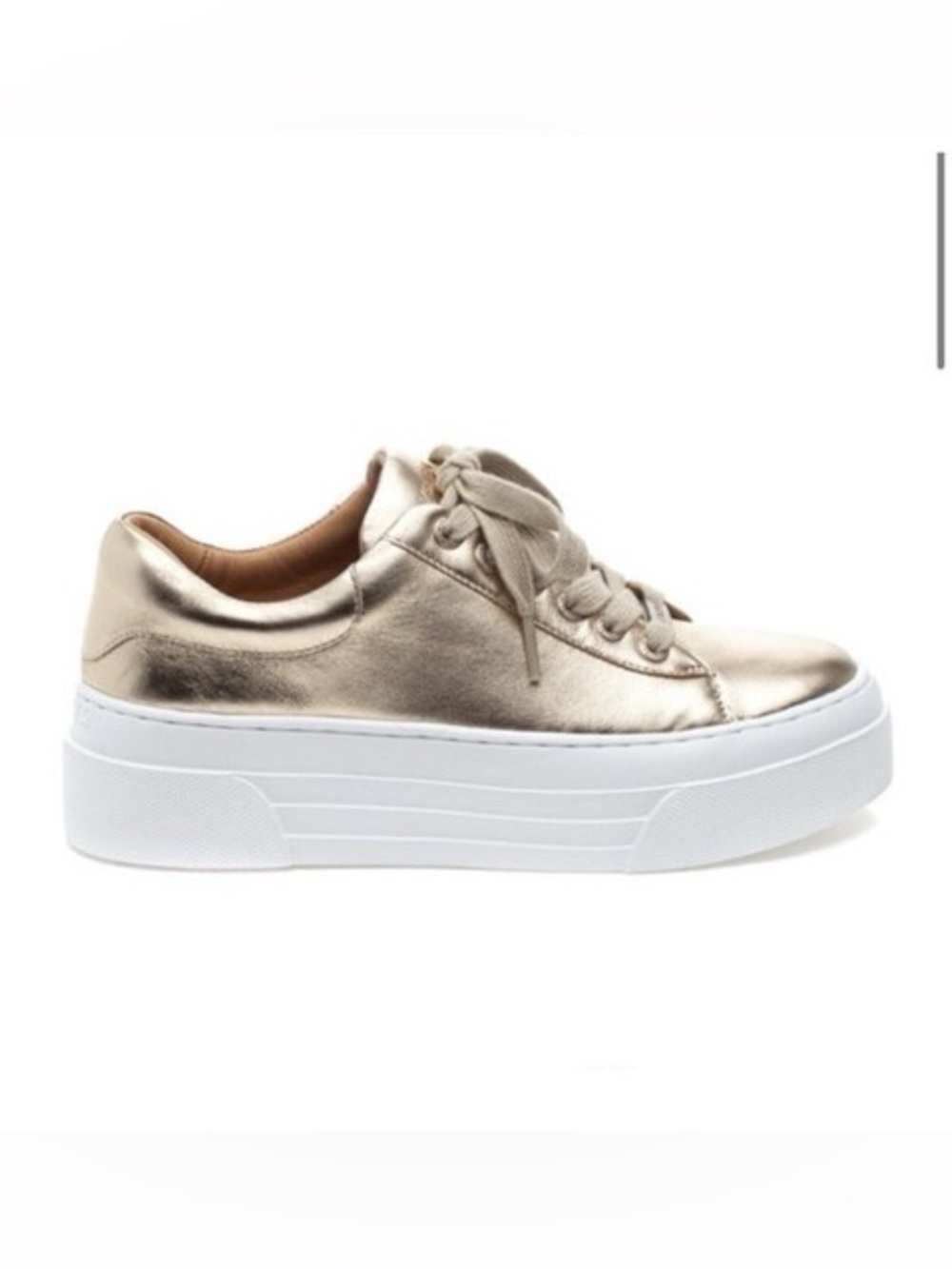 J Slides “Amanda” Metallic Gold Platform Sneakers with White Sole